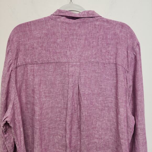 Chicos 4 Linen Tunic Top Size XXL Purple Long Sleeve Collared 1/2 Button Front - Picture 8 of 13